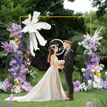 Wokceer Square Wedding Arch Backdrop Stand Gold Metal Arch 7.2FT x 7.2FT - color: Gold, size: 7.2FT x 7.2FT