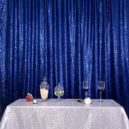 Sequin Backdrop Curtain,Glitter Non-Transparent Sequin Photography Background Backdrop Curtain for Birthday Party Wedding Festival Ceremony 6FTx8FT (Navy Blue) - color: Navy Blue, size: 6ft x 8ft