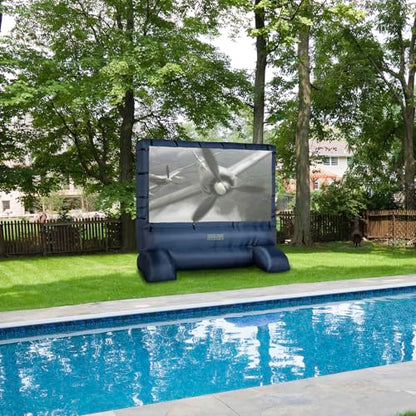 Gemmy 39127-32 Deluxe Outdoor Inflatable Movie Screen, 12-Inch Widescreen, Navy and White, 144"_Deluxe Airblown Movie Screen inflatable with storage bag (HD39127-32) - style: Outdoor Inflatable Deluxe Movie Screen