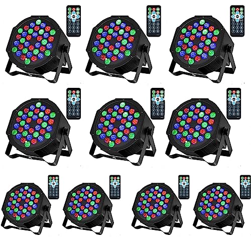 Litake DJ Par Lights, RGB 36 LED Stage Lights Sound Activated,Remote & DMX Controlled LED Uplights,7 Modes Uplighting for Dance Party Church Wedding Birthday Holiday Music Show-10 Pack - color: 10 Pack