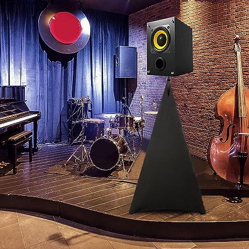 AKOZLIN Speaker Stand Cover with 360 Degree Tripod Stand Skirt Skrim Stretchable Lycra Fabric Covers with Free Storage Bag Black - color: Black-one pack