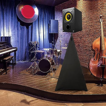 AKOZLIN Speaker Stand Cover with 360 Degree Tripod Stand Skirt Skrim Stretchable Lycra Fabric Covers with Free Storage Bag Black - color: Black-one pack