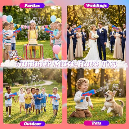 PANACARE Automatic Bubble Gun for Kids,Bubble Gun with 10000+ Bubbles/Min /10 Bubble Holes/LED Light, Bubble Machine Gift for Garden, Party, Wedding, Best Gifts idea (Blue)