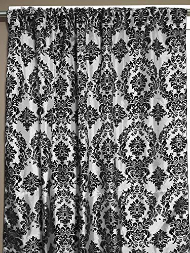 lovemyfabric Taffeta Flocking Damask Print Window Curtain Panel/Stage Backdrop/Photography Backdrop-Black on White (2, 56"X108") - size: 56"W x 108"L (Pack of 1)