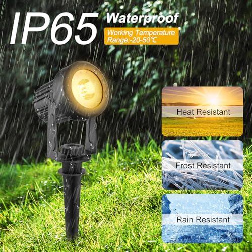 T-SUNUS Solar Spot Lights Christmas 6-in-1 Outdoor Warm White 3000K for Tree Lawn Driveway Pathway Halloween - color: Yellow