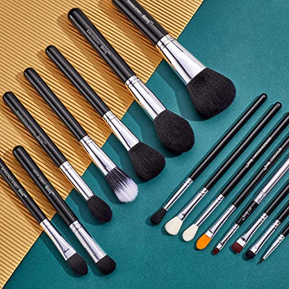 Jessup Makeup Brush Set for Contour Eyeshadow Eyeliner Lip, 15pcs T092 | Labeled Makeup Brushes, Premium Synthetic Fibers, Easy Blending, No Shedding, For Daily Beauty, Dates, Parties & Gifting