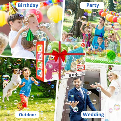 3 Pack Bubble Guns with Bubble Solution, Boys Girls Toys Gifts 3+ - color: Blue+green+yellow