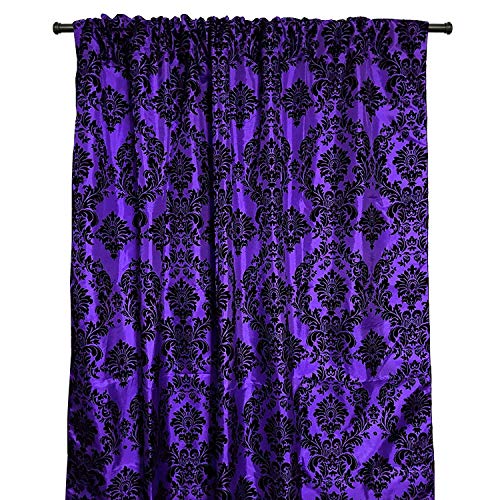 lovemyfabric Taffeta Flocking Damask Print Window Curtain Panel/Stage Backdrop/Photography Backdrop-Black on Purple (1, 56"X108") - size: 56"W x 108"L (Pack of 1)