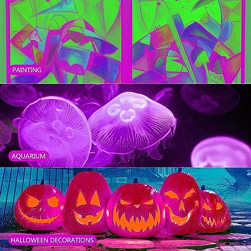 2 Pack 300W Black Lights, LED Blacklight Flood Light with Plug, IP66 Waterproof Black Flood Light Neon Glow for Party, Halloween, Fluorescent Poster, Body Paint - size: 300