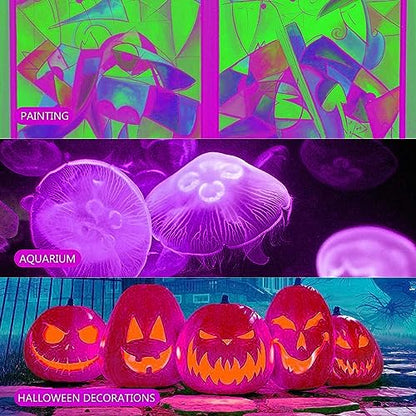 2 Pack 300W Black Lights, LED Blacklight Flood Light with Plug, IP66 Waterproof Black Flood Light Neon Glow for Party, Halloween, Fluorescent Poster, Body Paint - size: 300