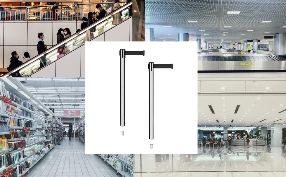 Montour Line MX630SK Retractable Belt Barrier Stanchions, Set of 2 - color: Red with "AUTHORIZED ACCESS ONLY" White Letters, size: 7.5 ft