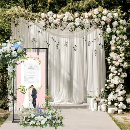 Wedding Sign Stand – Adjustable Metal Easel, 50" or 66" Floor Poster Holder, Black, Perfect for Wedding Welcome Signs, Bridal & Baby Showers, Events, Indoor/Outdoor Use