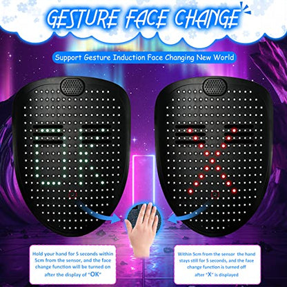 Depointer Life LED Mask Gesture Sensing Light up Mask Cool Gifts for Kids | Halloween Costumes,Christmas,Boy Gifts,Coolest Gifts,Trunk or Treat,USB-C Rechargeable,Suitable for Adults And Children - style: Music Mask Rechargeable
