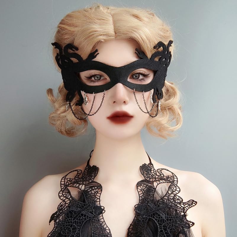 FOMIYES Medusa Snake Demon Halloween Mask - Women Half Face Mask Cosplay Costume Accessory for Masquerade Parties, Carnival, and Witch Themed Events, Halloween, Cosplay