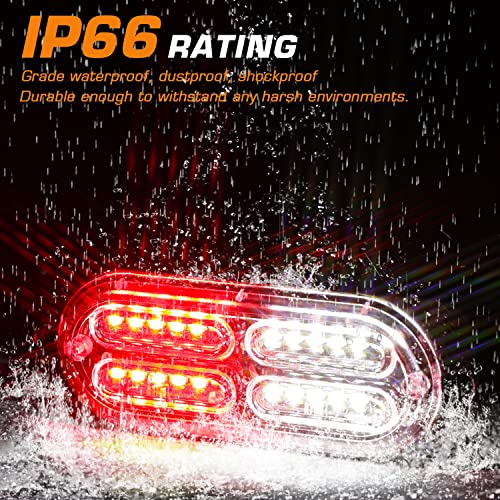 LINKITOM 4pcs Ultra Slim LED Strobe Lights w/Controller, Red/White - color: Red&White