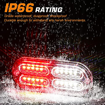 LINKITOM 4pcs Ultra Slim LED Strobe Lights w/Controller, Red/White - color: Red&White
