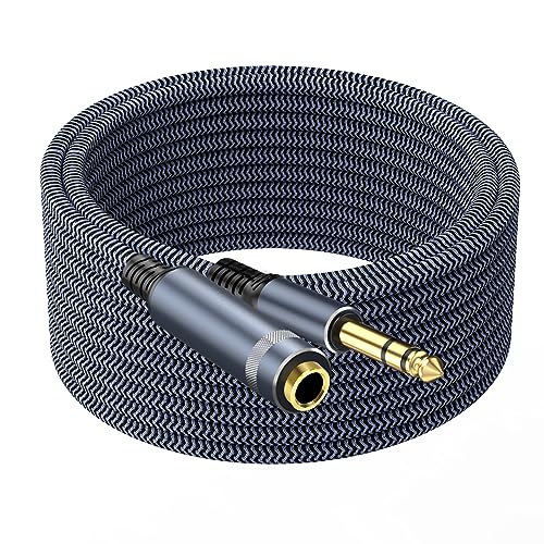 1/4 inch 10ft Stereo Headphone Guitar Cable, Male to Female, Quarter inch Headphone Extension - size: 10ft