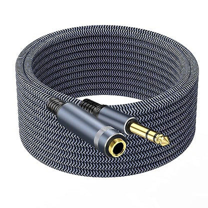 1/4 inch 10ft Stereo Headphone Guitar Cable, Male to Female, Quarter inch Headphone Extension - size: 10ft