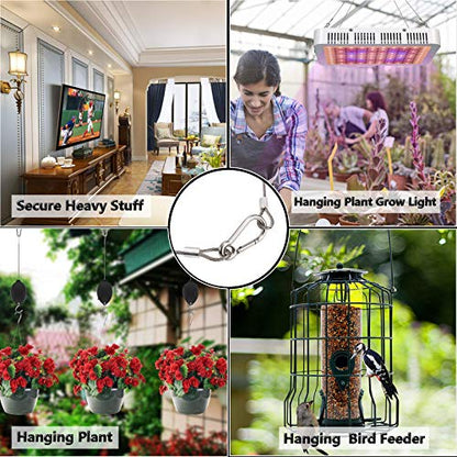 Safety Cable Lock, Stainless Steel Cable with Loops Heavy Duty Bike Lock Hook Flexible Security Steel Cable Wire Lock and Chain for Luggage Hanging Light Plant Pictures - color: Stainless Steel, size: 5/64" by 20"(4 Pack)