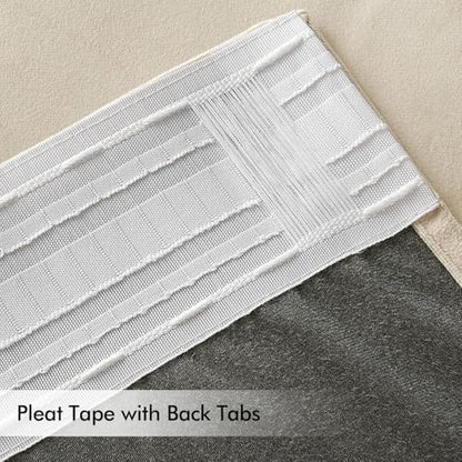 MIULEE Cream Beige Velvet Pinch Pleat Blackout Curtains W52 X L108 Inches - color: Cream, size: 52"W x 108"L (Pack of 2)