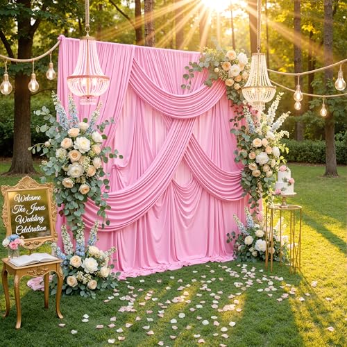 10ft x 8ft Wrinkle Free Pink Backdrop Curtain Drapes, Thick Polyester Baby Pink Backdrop for Girls Birthday Wedding Party Background Baby Shower - color: Pink, size: 10ftx8ft