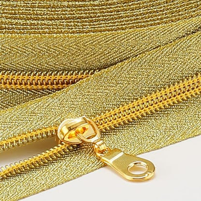 Sawoake 10 Yards Bulk Zipper(#5), Gold Nylon Coil Zipper with Gold Teeth by The Yards, Replacement Sewing Zipper with 10PCS Zipper Sliders for DIY Sewing Craft Bags(#5 Gold Gold) - color: Gold-SpunGold