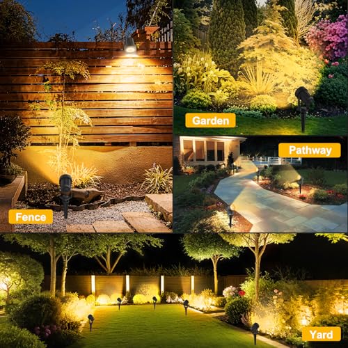 T-SUNUS Solar Spot Lights Christmas 6-in-1 Outdoor Warm White 3000K for Tree Lawn Driveway Pathway Halloween - color: Yellow