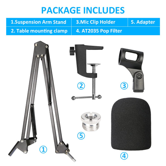 K669B Mic Boom Arm with Foam Windscreen, Suspension Boom Scissor Arm Stand with Pop Filter Cover Compatible with Fifine K669B Microphone by SUNMON - color: Fifine K669B Boom Arm